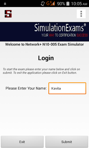 Android application Sim-Ex Exam Sim Network+ -Full screenshort