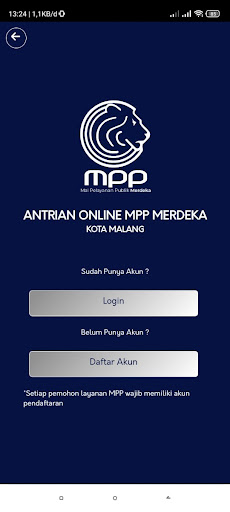 Android application MPP Merdeka Kota Malang screenshort