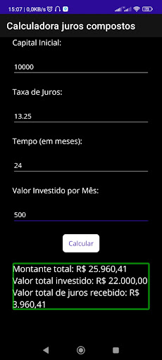 Calculadora juros compostos Screen 2