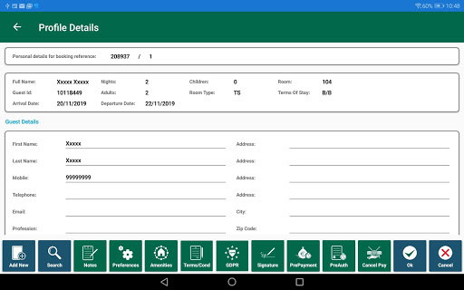 Hotelware Guest Registration Screen 2