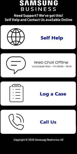 Android application Samsung Business Support screenshort