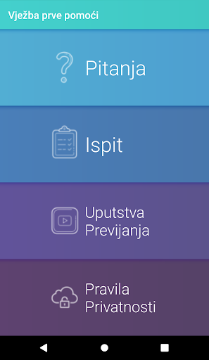 Android application Vježba prve pomoći screenshort