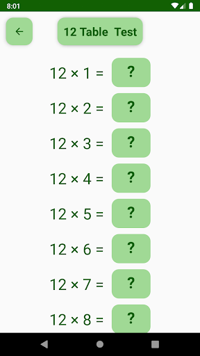 Multiplication Tables 1 to 50 Screen 3