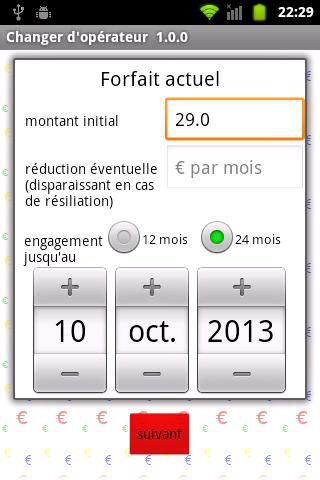 Android application ChangerOperateur ? screenshort