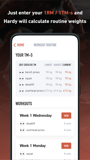 Screenshot of Hardy: smart workout routines