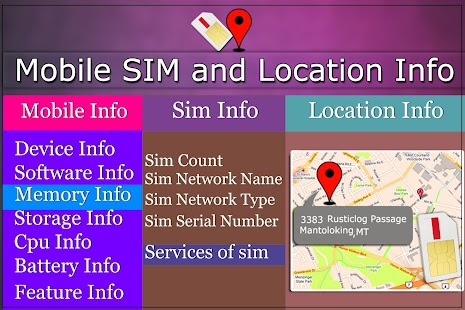 Mobile, SIM and Location Info Screenshot