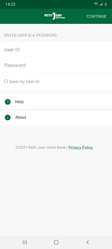 Android application Petit Jean State Bank screenshort