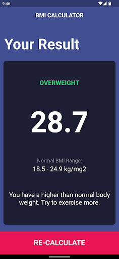 BMI Calculator Screen 3