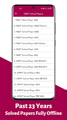 NEET Solved Papers Offline Screen 2