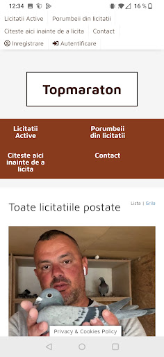 Android application Porumbei Maraton screenshort