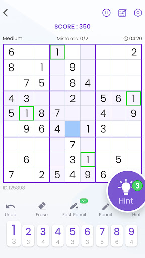 Classic Sudoku Puzzle Games Screen 2