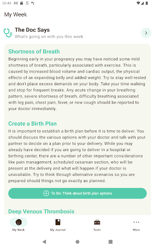 Screenshot of Pregnancy Tracker by Sprout