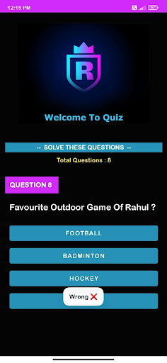 RahulQuiz Screen 3