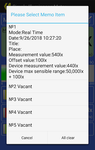 Simple Illuminance Meter Screen 3