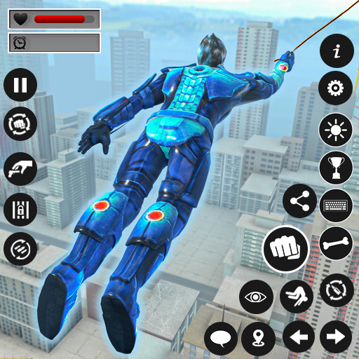 Logo flying lion rope hero game