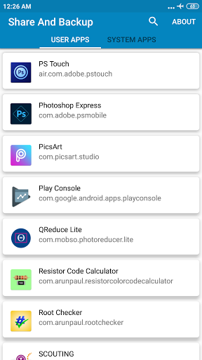 Android application App Share And Backup screenshort