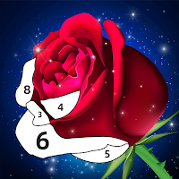 バラの塗り絵-数字ゲームによる色