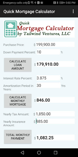 Android application Quick Mortgage Calculator screenshort