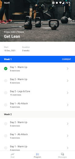 Android application Online Coach screenshort