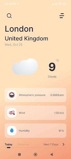 Android application Weathernaut - Music by Weather screenshort