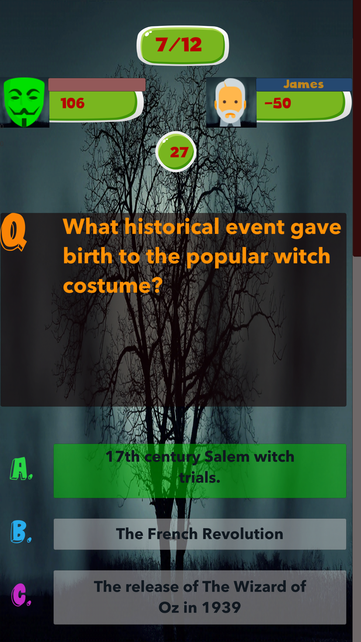 Android application Halloween Knowledge test screenshort