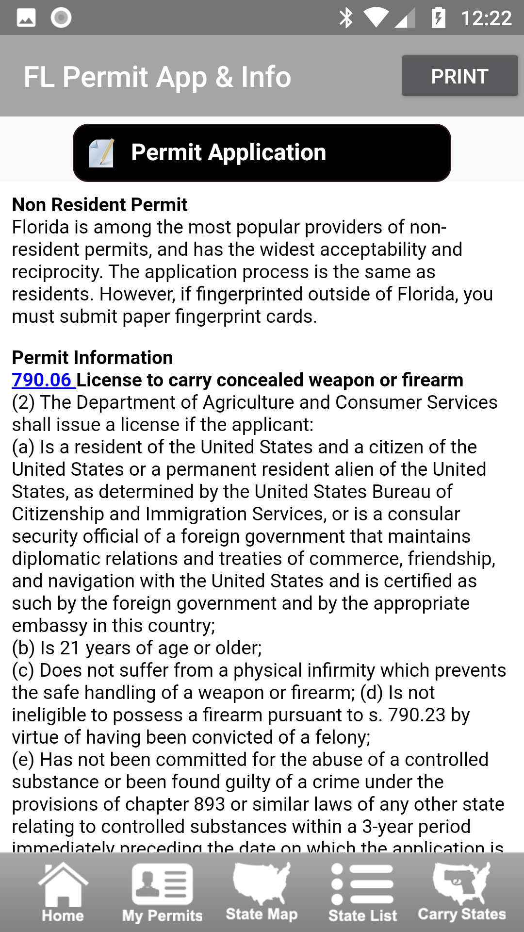 Android application CCW – Concealed Carry 50 State screenshort