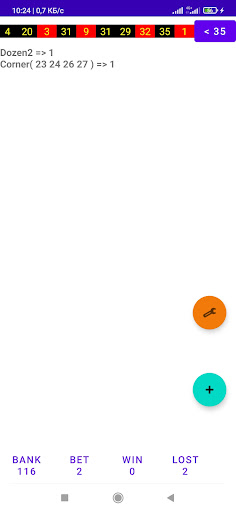 Calculation bets in roulette