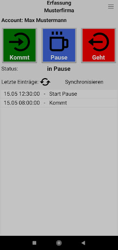 AZE - ArbeitsZeitErfassung Screen 2