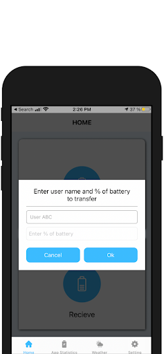 Screenshot of Battery Transfer / Receiver