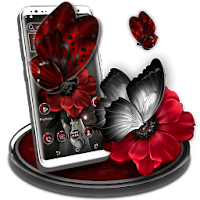 Dark Red Flower Launcher Theme