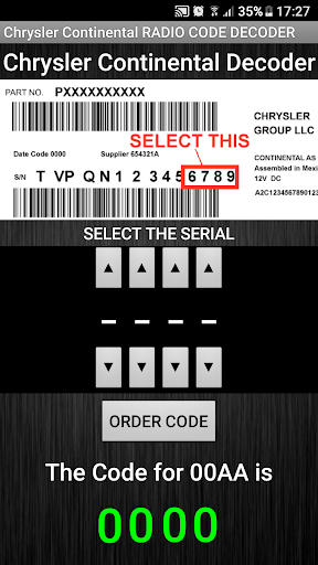 Chrysler Continental Decoder Screen 3
