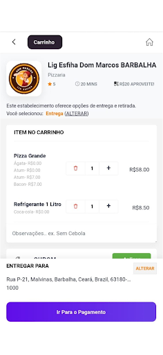 Dom Marcos Delivery Screen 3
