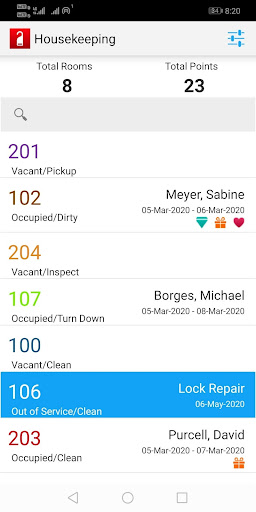 Android application Infor HMS Housekeeper screenshort