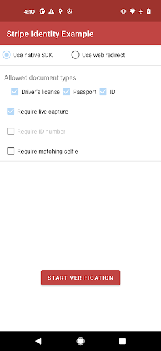 Android application Identity Example Red screenshort