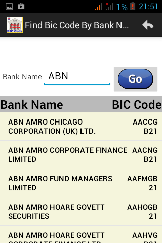 UK Bank List Screen 2