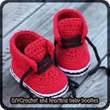 Crochet knotting baby booties icon
