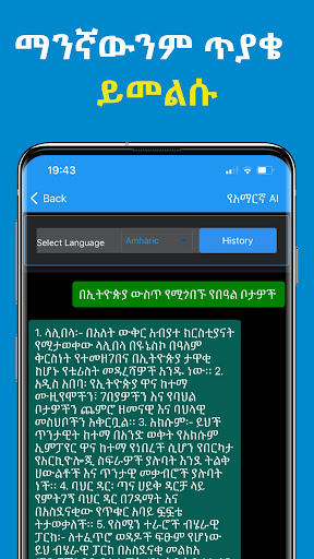 Amharic AI : Amharic Chatbot Screen 3