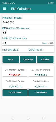EMI Calculator for Bank loan,  2