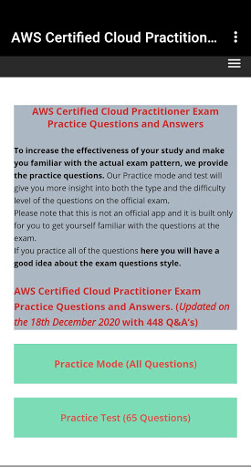 Android application Cloud Practitioner Exam Prep screenshort