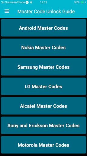 Android application Master Code Unlock Guide screenshort