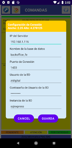 Comandas SIGES Screen 2