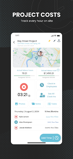 Screenshot of ConstructionClock Time Tracker