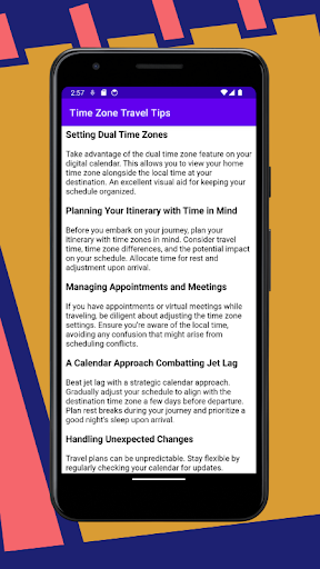 Time Zone Travel Tips Screen 2