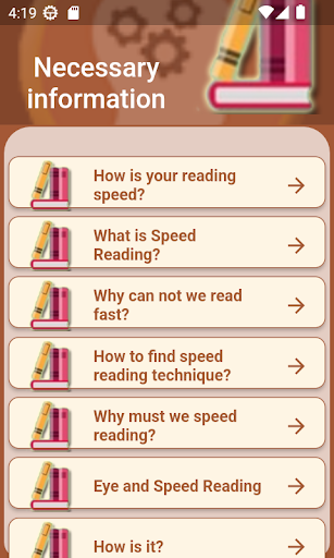Android application Speed Reading Exercises Pro screenshort