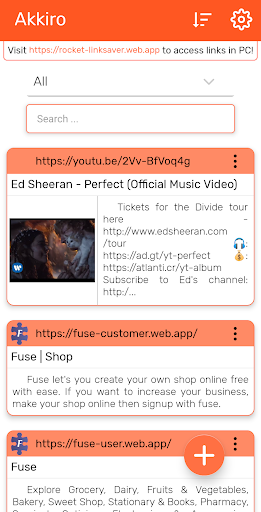 Android application Rocket - Link saver screenshort