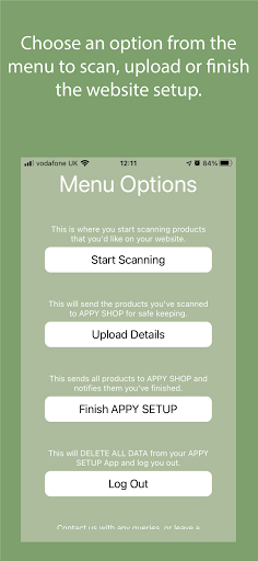 APPY SETUP Screen 2