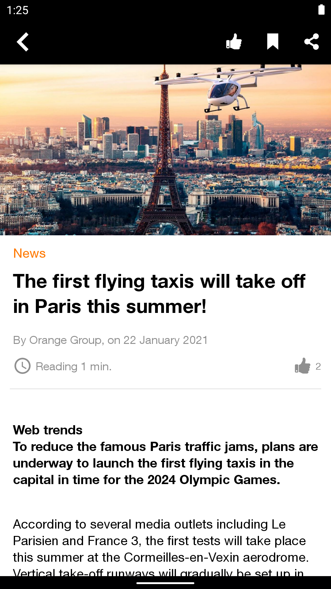 Android application Orange News (Group) screenshort