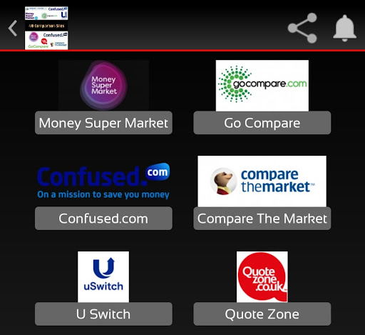 Android application AiO Car/ Home Comparison Sites screenshort