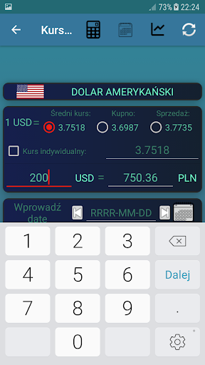 Kursy Walut NBP Screen 2