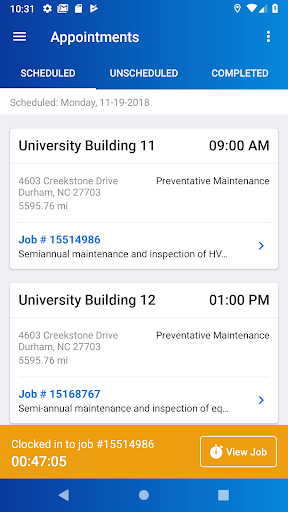 Android application ServiceTrade screenshort